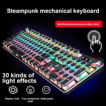 104 Klavišai, Mechaninė Žaidimų Klaviatūra USB Laidinio RGB Apšvietimas Žaidimų Klaviatūra Retro Metalo Žėrintis 104 Klavišai Turas Keycap 36 Spalva