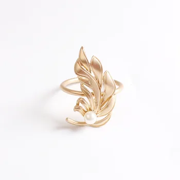 10vnt/daug Metalo lapų pearl servetėlių žiedas lapų vystymo sagtis audinio žiedas tinka vestuves apdailos burną žiedas