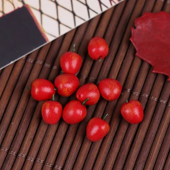 10vnt/maišas Modeliavimas Raudonųjų Vaisių Obuoliai Lėlių Reikmenys, Miniatiūrinė Raudonas Obuolys Virtuvės Puošmena Emuliacija