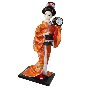 12inch Japonų Kimono Geiša Kokeshi Lėlės Kimono Doll Vintage Rankdarbių Namų Puošybai Oranžinės spalvos Drabužius