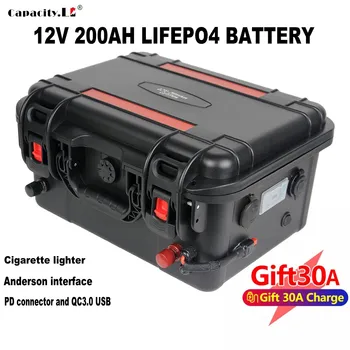 12V 200ah lifepo4 baterija 150a Įkrovimo Baterija (akumuliatorius Ličio Geležies Fosfato su BMS už RV Saulės Energijos Golfo Krepšelį TAX FREE