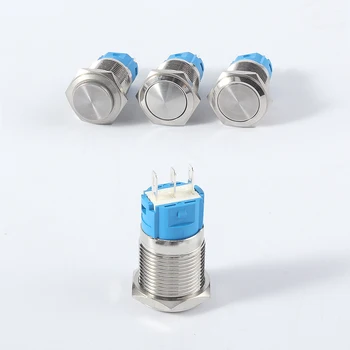 16mm Mygtukas Jungiklis Latching Trumpalaikis Metalo Galia Paspauskite Mygtuką LED Vandeniui 5v (12V 220V Bell Žiedas Automobilio Variklis