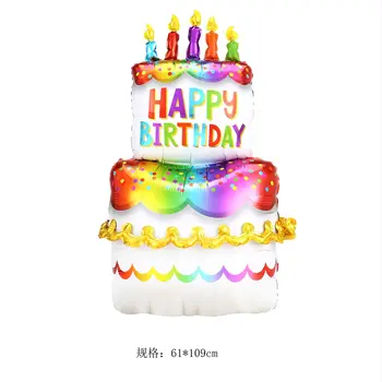1pc naujo gimtadienio pyragą aliuminio folija balionas vaivorykštė tortas gėlių tortas vestuvių prekių vaikams su gimtadieniu šaliai dekoro
