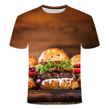 2020 Harajuku Vasara Maisto Hamburger 3d spausdinimo Atsitiktinis marškinėliai Mėsainiai viršūnes Juokinga, T-marškinėliai, unisex ropa hombre atsitiktinis hamburger marškinėliai