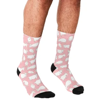 2021 Juokinga vyriškos kojinės Ožkos Žaidžia Rožinės spalvos Modelis Atspausdintas hip-hop Vyrai Laimingas Kojinės mielas berniukai gatvės stiliaus Crazy Kojinės vyrams
