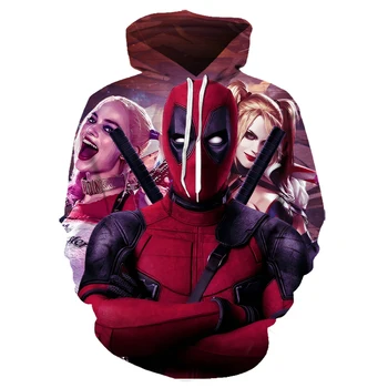 2021 naujas 3D atspausdintas superhero Deadpool hoodie atsitiktinis hoodie sportinę gobtuvu palaidinukė klasikinis anime simbolių hoodeds