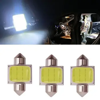 2VNT Automobilių Stilius Girlianda 31mm, LED Lemputes, COB LED Šviesos 12SMD LED Auto Korpuso Stogo Lempos Automobilių Dome Šviesos Auto Interjero Stogo Skaityti