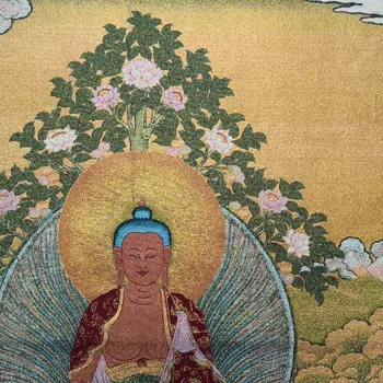 36 colių Šilko siuvinėjimo Shakyamuni Buda Amitabha Tathagata Dubenį Thangka Tapyba, Freskos