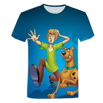 3D animaciją, print T-shirt vaikų Scooby Doo berniukas drabužių viršų, gyvūnų T-shirt mergina drabužių juokinga drabužius Kawaii anime T-shirt 4-