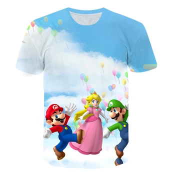 3D HD Spausdinimo 【T-shirt Mario】Žaidimas Apvalios Kaklo trumpomis Rankovėmis 2021 M. Vasarą Naujų Berniukų, Mergaičių Marškinėliai Boutique dėl Vaikų Drabužiai