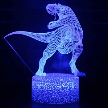 3D LED Nakties Šviesos Lempos Dinozaurų Serijos 16 Spalvų 3D Naktį šviesos Nuotolinio Valdymo stalinės Lempos Žaislai Dovana vaikas Namų Dekoro