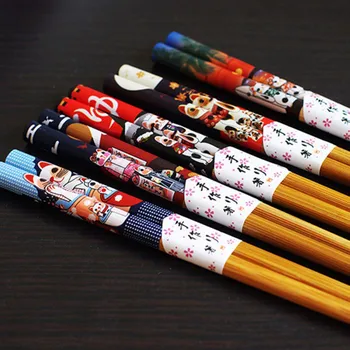5 Poros Naudinga Japoniška Bambuko Lazdelės Daugkartinio Naudojimo Pasisekė Katė Modelio Lazdelėmis Dovanų Už Bičiuliais -