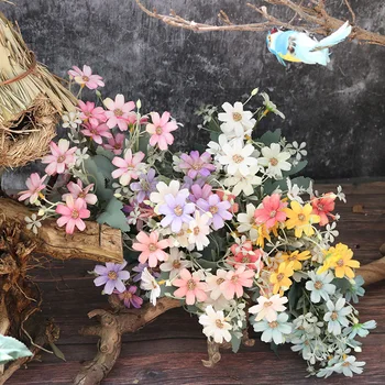 5 šakutės olandų Chrizantemų Netikrą Gėlių Maža Puokštė Daisy Vestuvių Namų Dekoro Ramunėlių Dirbtinių gėlių