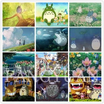 5D Diamond Tapybos Mano Kaimynas Totoro Hayao Miyazaki Japonijos Anime Filmas Pilnas Gręžimo Kryželiu Diamond Mozaikos Vaikų Rankdarbių