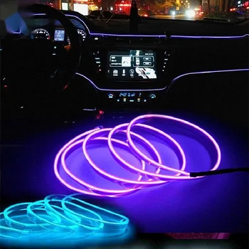 5m automobilio interjero aksesuarų atmosfera šviesos EL šalto šviesos ir USB PASIDARYK pats apdailos skydelio konsolės automobilyje LED dienos šviesos