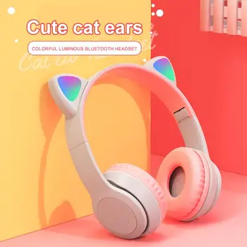 6 Spalvų LED Cute Kačių Ausų Triukšmas Atšaukimas Ausinės Bluetooth 5.0 jaunimo Mergina Kids Pink Ausinės Gimtadienio, Kalėdų Dovanos