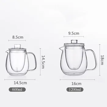 600/1200ml Namų Teaware Stiklo Arbatinukas Dėl Viryklė Karščiui Atsparus Aukštos Temperatūros Sprogimo Įrodymas, Arbata Infuser Pieno Arbatos Rinkinys