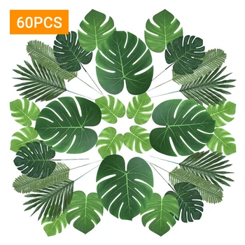 60PCS Dirbtiniai Augalai Atogrąžų Monstera Palmių Lapų Havajų Tema Šalies Namų, Sodo Puošmena Fotografijos Lapai