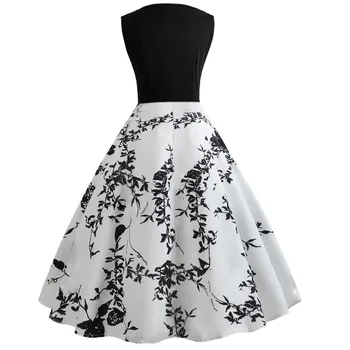 64# Moterims Vintage Suknelė Spausdinimo Bodycon Rankovių Atsitiktinis Suknelės Vakare Šalies Prom Swing Suknelė Apranga Moterims Vestidos