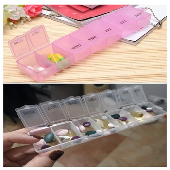 7 Dienų tablečių dėžutė savaitės tablečių dėžutė patogi laikymo dėžutė konteinerių tabletes, dėžutę tablečių dėžutė balionėlis tabletes daliklis vežėjas 3 spalvų
