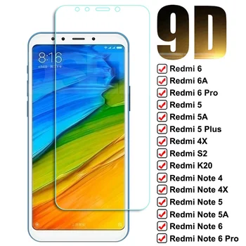 9D Apsaugos Stiklo Xiaomi Redmi 5 Plius 6 6A 5A 4X S2 Grūdintas Screen Protector Redmi 4 Pastaba 4X 5 5A 6 Pro saugaus Stiklo Plėvelės