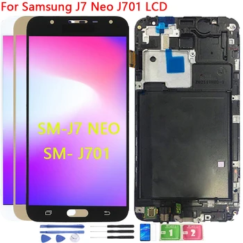 AAA Kokybės J701 LCD SAMSUNG Galaxy J7 Neo LCD Ekranas J701 J701F J701M J701MT Jutiklinio Ekrano LCD Asamblėjos atsarginės Dalys