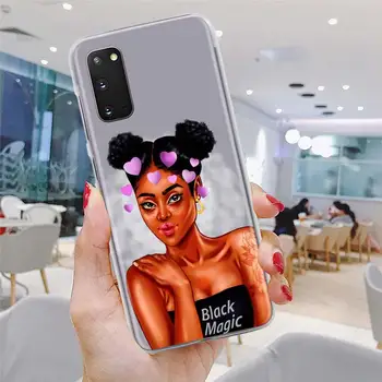 Afro Merginos Juoda Moterų Meno Telefono dėklas Samsung Galaxy S21 Ultra S20 FE 5G 8 9 10 Plius S20 Plius S20 Ultra Galinį Dangtelį Coque