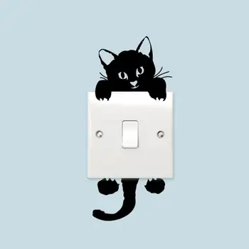 Animacinių filmų Gyvūnų Sienos Lipdukai Lovely Cat Šviesos Jungiklis Telefono Sienų Lipdukai 