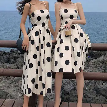 Atsitiktinis boho polka dot midi moterų suknelė 2020 metų vasaros paplūdimio stapless backless ilga suknelė pardavimo WL28