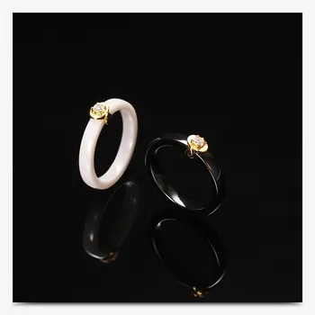 Aukso Cirkonis Keramikos Žiedas Vyrai Paprasti Papuošalai, Žiedai, Moterims, Aksesuarai, Juoda Krištolas Kalnų Krištolas Žiedas Moterų Pora Žiedus Mylėtojas