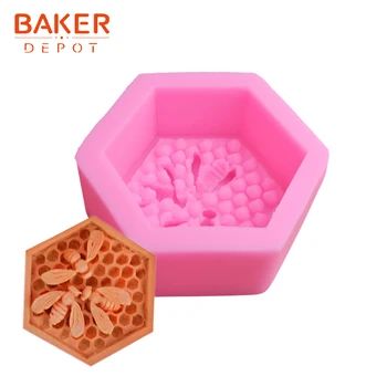 BAKER DEPO Silikono Minkštas Pelėsių Medaus Muilas žvakė ledo Įrankis 3D Bičių cukraus amatų pelėsių pyragas apdaila forma 
