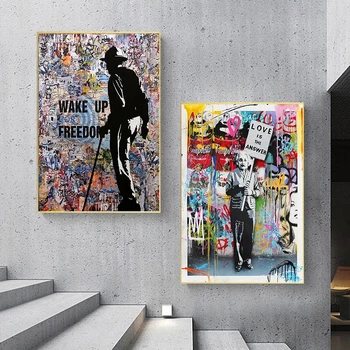 Banksy grafiti street art plakatai, drobė paveikslų, gatvės abstrakčiai grafiti sienos meno spaudinius papuošti namų miegamasis