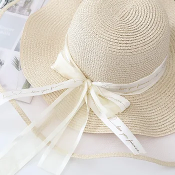 Beisbolo kepuraitę naujų korėjos vasaros Bžūp Japonijos šiaudų bowknot paplūdimio saulės Moterų bžūp atsitiktinis lauko Vyrų bžūp mados atspalvį skrybėlę