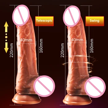 Belaidžio Dildo Silikono Realistiškas Penis Vibratorius, Sekso Žaislai Moterims, Masturbuojantis Teleskopinis Didžiulį Gaidys Šildymo Vibracija, Dildos