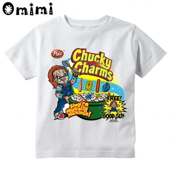 Berniukų ir Mergaičių Chucky Velnias Kūdikių Hip-Hop Atspausdinta Marškinėliai Vaikams Labai Atsitiktinis trumpomis Rankovėmis Viršūnes Vaikų Juokinga T-Shirt