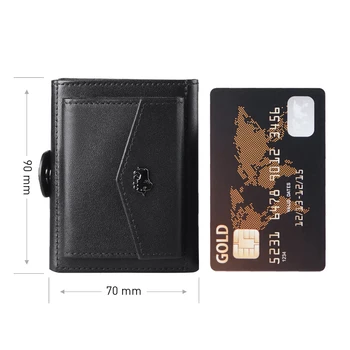 BISON DŽINSINIO vyrai, natūralios odos trumpą slim piniginė su moneta kišenėje trifold rda blokavimo kortelės turėtojas piniginės 9x1x7cm W4530