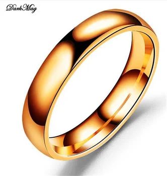 DarkMag Aukštos kokybės Paprastos Apvalios Vyrų Žiedai moterų Rose Aukso spalvos vestuviniai žiedai, moterų Mylėtojas mados Juvelyrika Dovana
