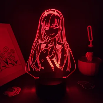 Darling Į Franxx Anime Figūra, Nulis, Du 02 3D LED Lempos RGB Naktį Žibintai Mielas Dovanas Draugams Miegamasis Manga Stalo Dekoras