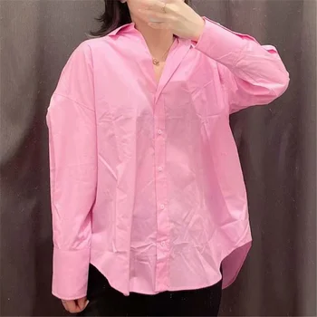 Derliaus kietas pink casual woemn s palaidinė vasaros 2021 Single-breasted tiesiai marškinėliai lady Streetwear mados moteriška palaidinė
