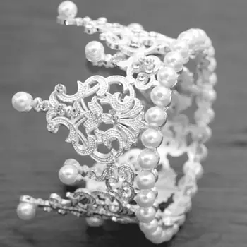 Dirbtiniais Pearl Crystal Crown Ornamentu Princesė Vestuvių, Gimtadienio Kepimo Tortas Dekoro Tortas Vėliavos Topper Gimtadienio Apdaila