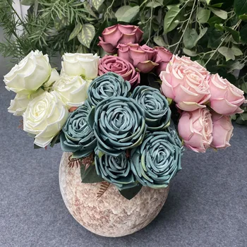 Dirbtinės Gėlės Šilko Hibridinių Rožių Puokštė Vestuves Atsargos Išaugo Padirbtų Gėlių Puokštė Namų, Sodo Puošmena Papuošalai