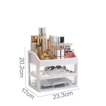 Dvigubo sluoksnio Plastiko Kosmetikos Laikymo Dėžutė Desktop Storage Box Stalčių Biuro Makiažas Lūpų Organizatorius Vonios kambarys Organizatorius Stovo