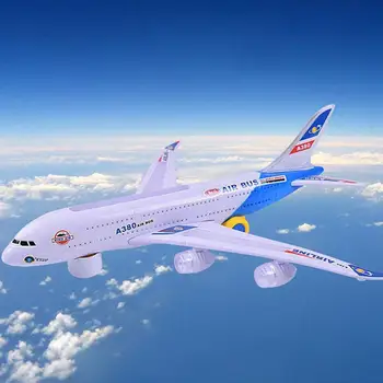 Elektrinis Lėktuvas Modeliavimas Orlaivių Reaktyvinių Žaislas Su Mirksinčios Šviesos Realius Variklio Garsus A380 