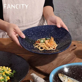 FANCITY Kimchi lėkštės, desertas plokštės, apvalių kampe plokštė creative plokštė, virtuvės daugiafunkcinis keramikos plokštės, kepti ryžiai bakin
