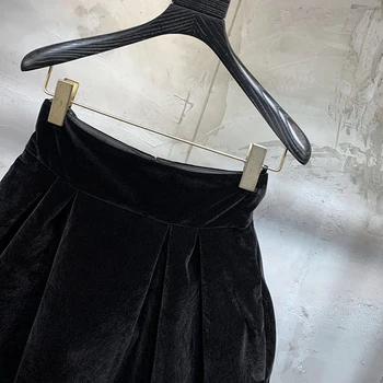 GALCAUR Kietas Atsitiktinis Moterų Sijonas Aukštu Juosmeniu Ruched Juoda Linija, Laisvi Moterų Streetwear Mini Sijonai 2021 M. Vasaros Drabužių