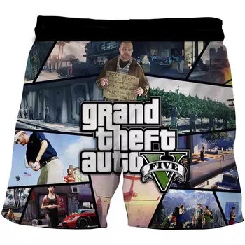Grand Theft Auto Žaidimo GTA 5 Berniukai Vasaros T Marškinėliai Cool GTA5 Vyrų Marškinėlius ar Paplūdimio Šortai, Spalvinga 3D Spausdinimo Šortai Juokinga Drabužiai