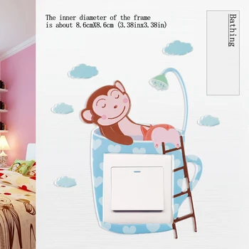 Gyvūnų beždžionė padengti animacinių filmų svetainė, miegamasis apdailos 3D Silikono siena-išjungimo jungiklis, šviesos, šviesos sienos angos įklija