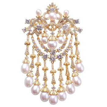 Gėlavandenių perlų balta LAŠAS Derliaus Sagė moteris dovanų bižuterijos Drabužių Dekoravimas