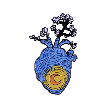 Gėlės Anatominiai Širdies Emalio Pin Medicinos Organų Anatomija Sagė Sveikatos Sąmoningumo Ženklelis Romantic Goth Keista, menas, Dekoras