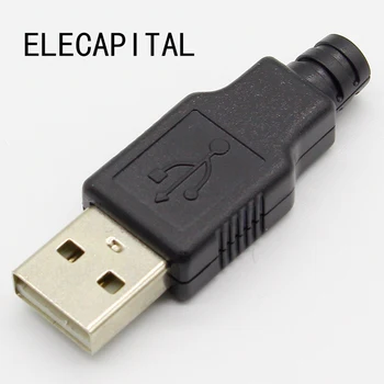 IMC karšto Naujas 10vnt Type A Male USB 4 Polių Kištukinis Sujungiklis Su Juodo Plastiko Dangtis